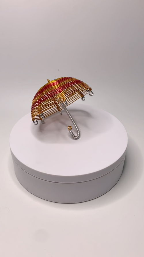 一根鋁線(xiàn)編織的手工藝品花雨傘 手工 原創(chuàng)手作 鋁線(xiàn)手工